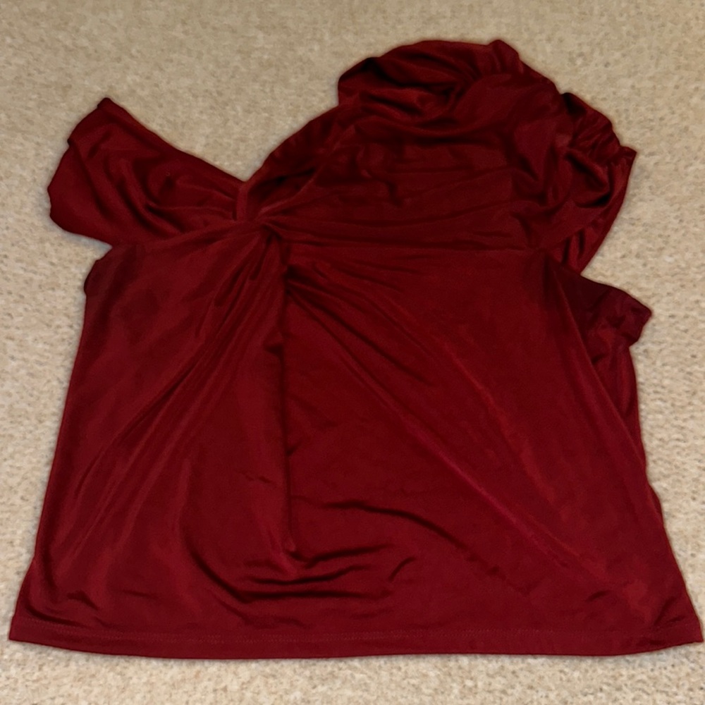 Express body contour asymmetrical fashion top, red, size L